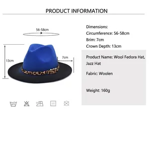 Guida alle taglie per cappello fedora in lana sfumata con fascia leopardata chic
