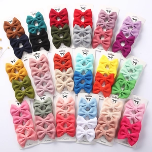 Bow Hair Clips Toddler Baby Girls Kids Textured Polyester Fabric Handmade Princess Style Hairpins Headwear