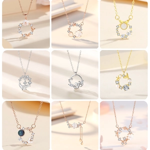 Elegant S925 Sterling Silver Flower Wreath Pendant Necklace With Zirconia Butterfly Clavicle Chain For Women Jewelry Gift