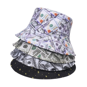 Chapeau Bob En Polyester Imprimé Billets De Dollars Américains Streetwear Vintage Protection Solaire Mixte