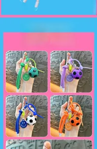 Detail of colorful soccer keychains with braided ropes and 2.4cm football charms