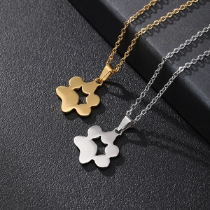 Minimalist 18K gold and silver stainless steel paw star pendant necklaces for women
