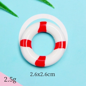 DIY nautical resin lifebuoy accessory for shoe charms and crafts, 2.6x2.6cm red and white