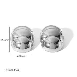 Boucles d'oreilles créoles en acier inoxydable poli argenté, hauteur 29,8 mm