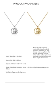 Detailed specs for S925 silver double ring necklace showing dimensions and 18K gold finish