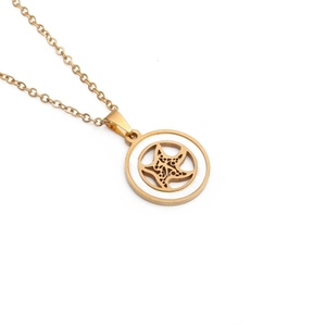 Starfish Star Pendant Necklace Stainless Steel With Cubic Zirconia And Shell Fashion Elegant Jewelry For Women