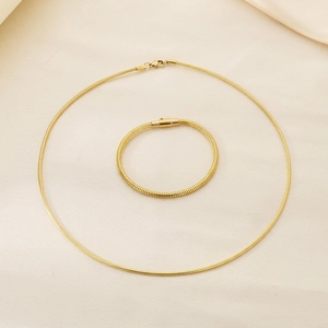 Fashion Stainless Steel Snake Bone Chain Necklace And Bracelet Minimalist Geometric Jewelry For Women 18K Gold Plated Accessory