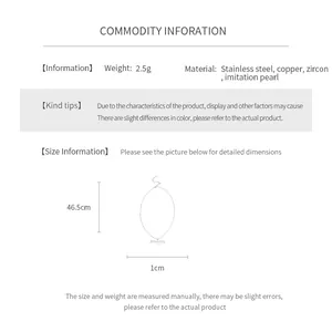 Detailed size chart for the geometric pearl necklace with zircon pendant measurements