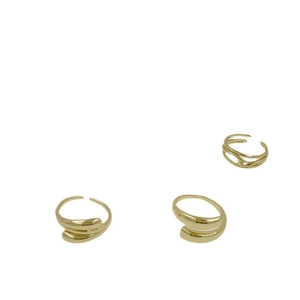 Dreiteiliges Set minimalistische 18K vergoldete verstellbare Ringe mit organischem Design