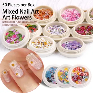 Holzstoff Nagelkunst Flakes 3D Blume Gänseblümchen Floral Muster Aufkleber Für DIY Maniküre Dekoration INS Stil Süß Nagel Schmuck