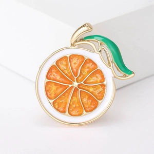 Handmade Enamel Orange Slice Fruit Brooch Alloy Dripping Oil Pin For Women Fashion Jewelry Sweet Scarf Buckle Accessory