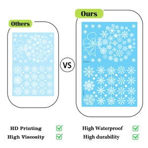 Detailed view of high-definition white snowflake window stickers for Christmas home decoration