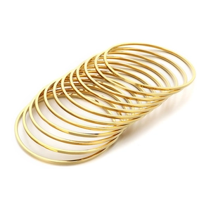 Set of 18K vacuum gold plated stainless steel bangles with 2mm thin minimalist rings