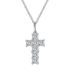 Collier avec pendentif croix en argent sterling S925 serti de zircons brillants de grade 8A