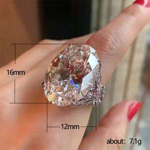 Elegant oval zirconia ring for women with butterfly design and 16x12mm sparkling center stone