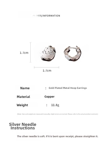 Detailed view of silver hoop earrings featuring a crinkled metal texture and 1.7cm size