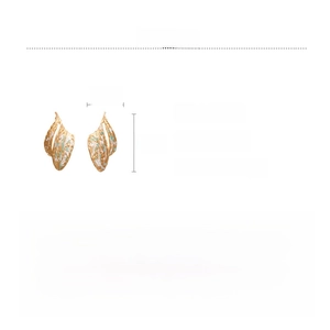 Detailed view of leaf-shaped alloy earrings with dimensions and weight on white background