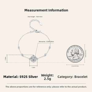 Macro shot of S925 sterling silver moissanite bracelet with heart charm and size scale