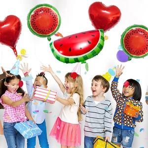 5-piece Hawaii fruit balloon set including watermelon and heart shapes for party decor