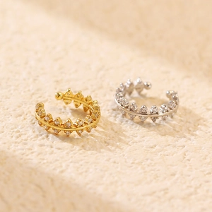 Sparkling S925 silver ear cuffs with full diamond inlay in gold and silver plating