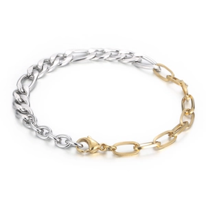 Minimalistisches Armband aus Edelstahl mit Panzer- und Büroklammerkette in Gold und Silber