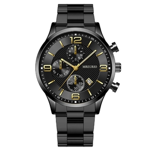 Reloj De Cuarzo Para Hombre Negocios Correa De Acero Inoxidable Caja De Aleación Calendario Cronógrafo Moda