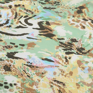 Macro detail of high-quality textile with abstract multicolored floral print pattern