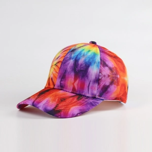 Colorful tie-dye graffiti baseball cap for sun protection with a curved brim design