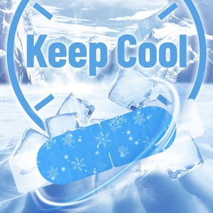 Cooling eye mask for relieving fatigue featuring a blue snowflake pattern with ice elements