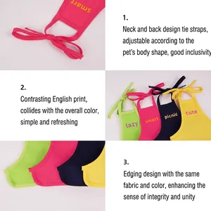 Adjustable colorful pet belly aprons for dogs in vibrant colors with letter prints