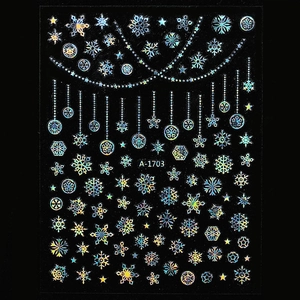 Detailed holographic snowflake nail art sticker with A-1703 pattern for Christmas