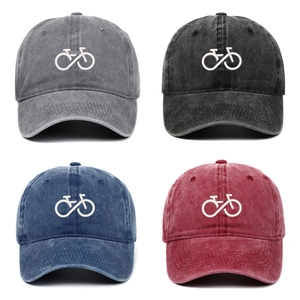 Washed Cotton Baseball Cap Bicycle Infinity Embroidery Adjustable Vintage Dad Hat Peaked Cap Sun Protection Unisex Casual