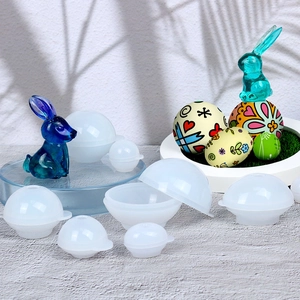 DIY silicone molds for Easter eggs and spheres, creative 3D rabbit shapes for resin art