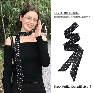Écharpe Fine À Pois Ruban Pour Femmes Dentelle Florale Bandeau Cheveux Foulard Décoration Sac Rétro Français Élégant