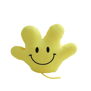Cartoon yellow plush hand gloves with smiley face for dance and stage performances