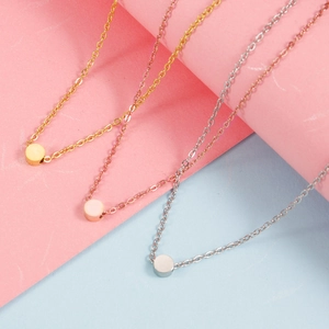 Collana Con Pendente A Perla Rotonda Semplice Acciaio Inossidabile 304 Lucidato Chic Minimalista Gioielli Donna