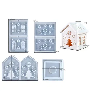 DIY silicone mold set for 3D Christmas candle house with snowflake and window details