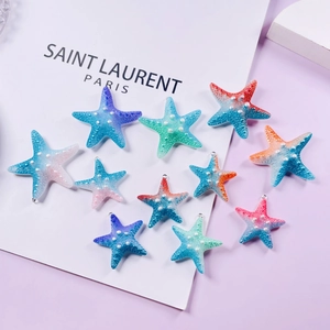 Ocean series resin starfish pendants with colorful glitter and faux pearls