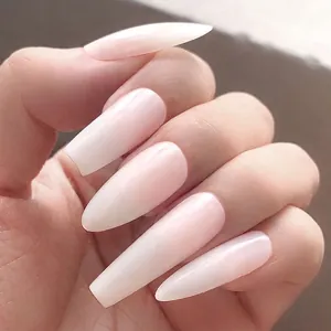 500pcs nude pink press-on nails in square, almond, ballerina, and stiletto shapes