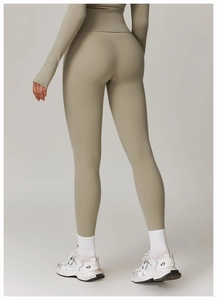 Rear view of high-waisted seamless yoga leggings highlighting the lifting effect and soft fabric
