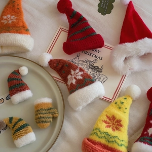Mini knit Christmas hats and mittens accessories for DIY crafts and holiday decor