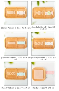 Macro shot of candy-shaped acrylic fondant stamps for DIY Christmas cake decoration