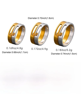 Detailed size and weight chart for multilayer stainless steel rings with diameter info