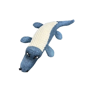 Jouet en peluche crocodile bleu pour chien avec tissu texturé et broderies