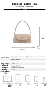 Spécifications détaillées de taille pour le sac d'épaule en paille avec nœud