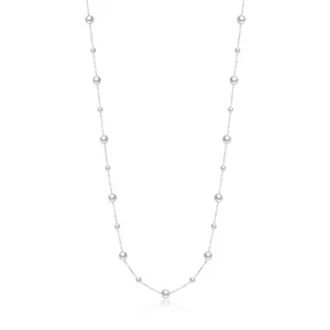 925 Sterling Silver Artificial Pearl Necklace Long Sweater Chain Elegant French Style Station Jewelry For Women Y Shaped