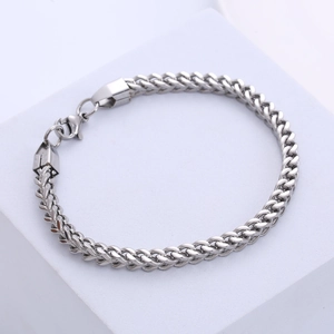 Franco Chain Bracelet Stainless Steel Polished Link Jewelry For Men Women Hip Hop Punk Style Classic Silver Color