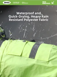Close-up of waterproof green dog raincoat fabric with reflective safety strip