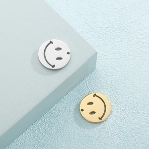 Stainless Steel Smiley Face Pendant Round Hollow Out Charm For DIY Jewelry Making Necklace Bracelet Accessory