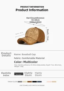Detailed size specifications for a plush winter baseball cap with rhinestone bow detail